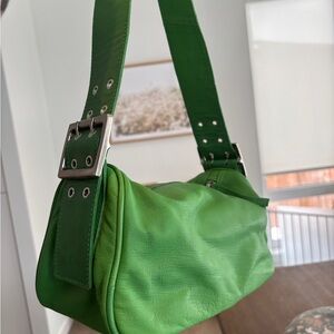 Free People Arm Candy Green Leather Shoulder Bag